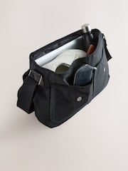 Black Wax Cotton Messenger Bag - Image 5 of 6