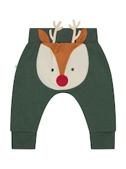 MORI Green Reindeer Cotton and Bamboo Christmas Joggers - Image 5 of 6