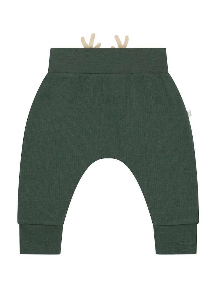 MORI Green Reindeer Cotton and Bamboo Christmas Joggers - Image 6 of 6