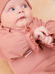 MORI Pink Little Kitty Cotton & Bamboo Bodysuit, Hat & Leggings Baby Outfit Set - Image 2 of 6