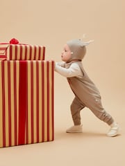 MORI Reindeer Cotton And Bamboo Christmas Brown Dungarees - Image 3 of 4