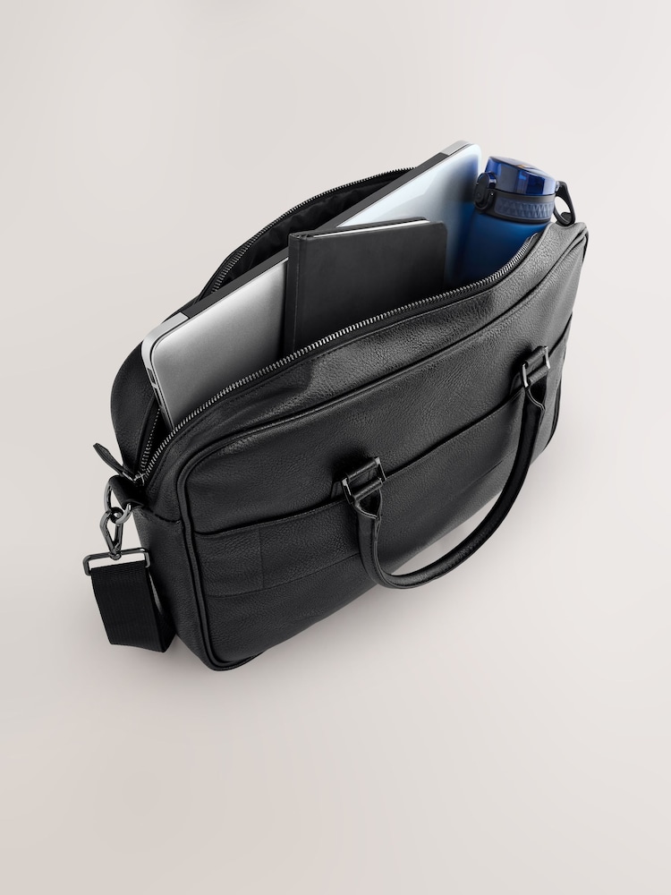 Black Faux Leather Briefcase - Image 2 of 7