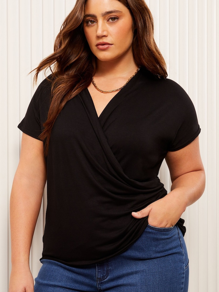 Friends Like These Black Curves Jersey Wrap Top - Image 2 of 4