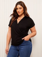 Friends Like These Black Curves Jersey Wrap Top - Image 3 of 4