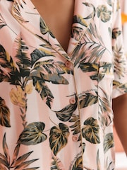 Bath & Body Works Pink/Khaki Palm Button Through Short Set Pyjamas - Image 6 of 6