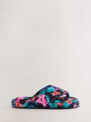 Bath & Body Works Black/Pink Hibiscus Thong Slippers - Image 2 of 5
