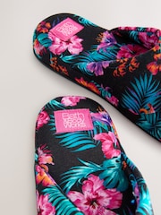 Bath & Body Works Black/Pink Hibiscus Thong Slippers - Image 5 of 5
