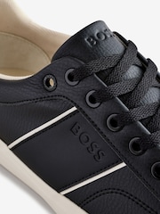 BOSS Black Faux-Leather Trainers With Plain And Grained Textures - Image 5 of 5