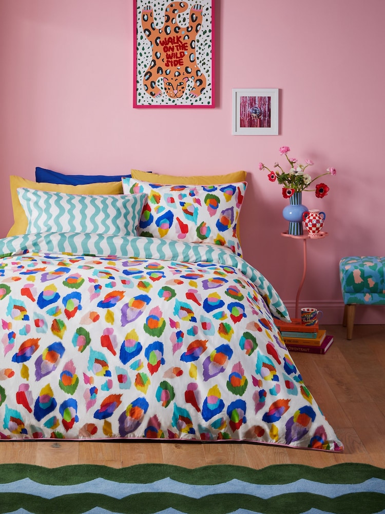 Eleanor Bowmer Painted Leopard 180 Thread Count Duvet Cover and Pillowcase Set - Image 1 of 4