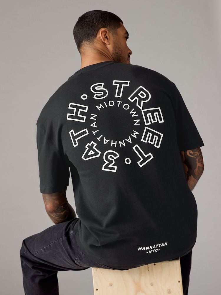 Schwarz Manhattan - Bequeme Passform - T-Shirt aus schwerem Material mit Grafikprint - Image 3 of 9