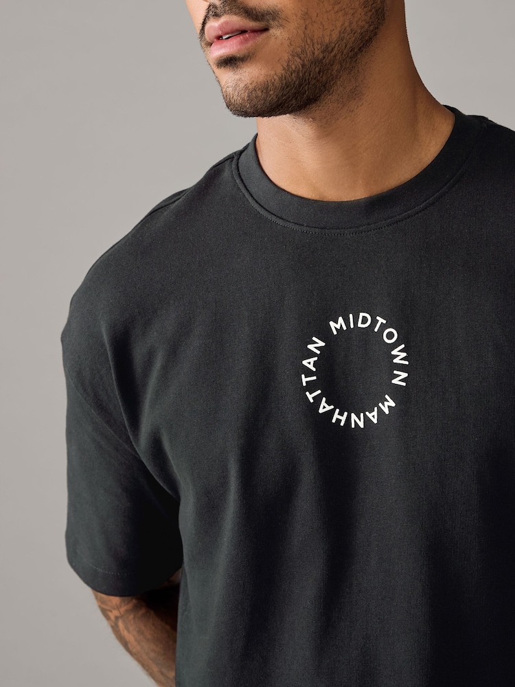 Schwarz Manhattan - Bequeme Passform - T-Shirt aus schwerem Material mit Grafikprint - Image 5 of 9