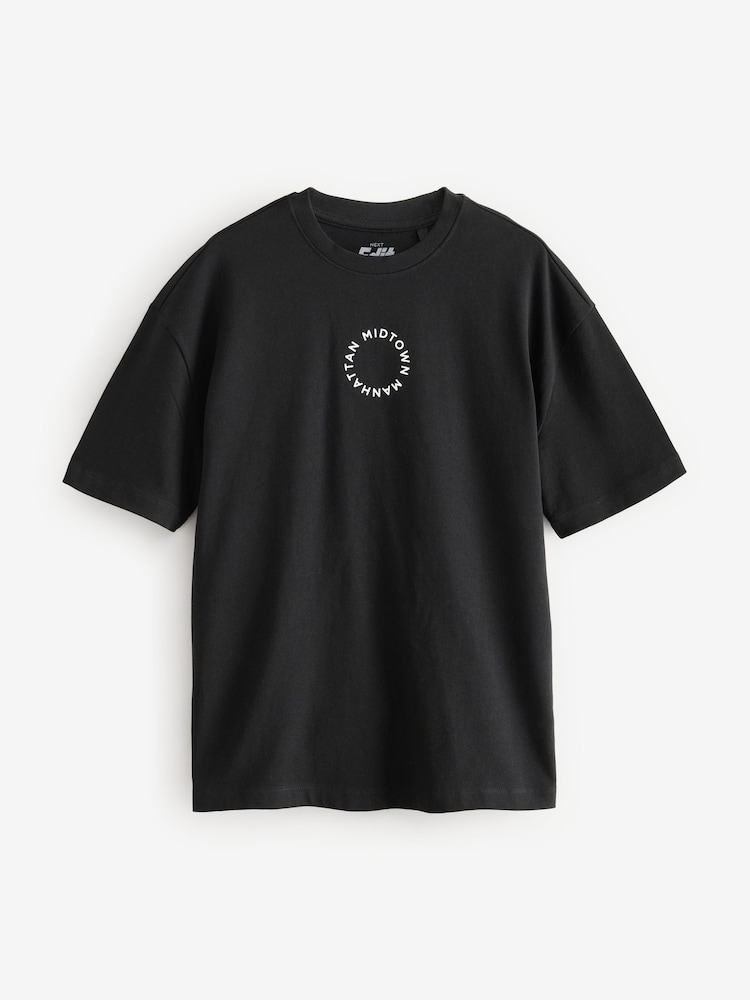 Schwarz Manhattan - Bequeme Passform - T-Shirt aus schwerem Material mit Grafikprint - Image 6 of 9