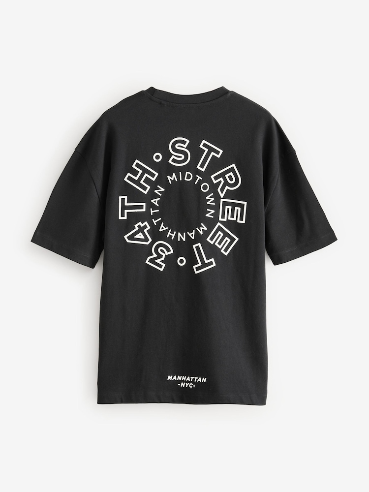 Schwarz Manhattan - Bequeme Passform - T-Shirt aus schwerem Material mit Grafikprint - Image 7 of 9