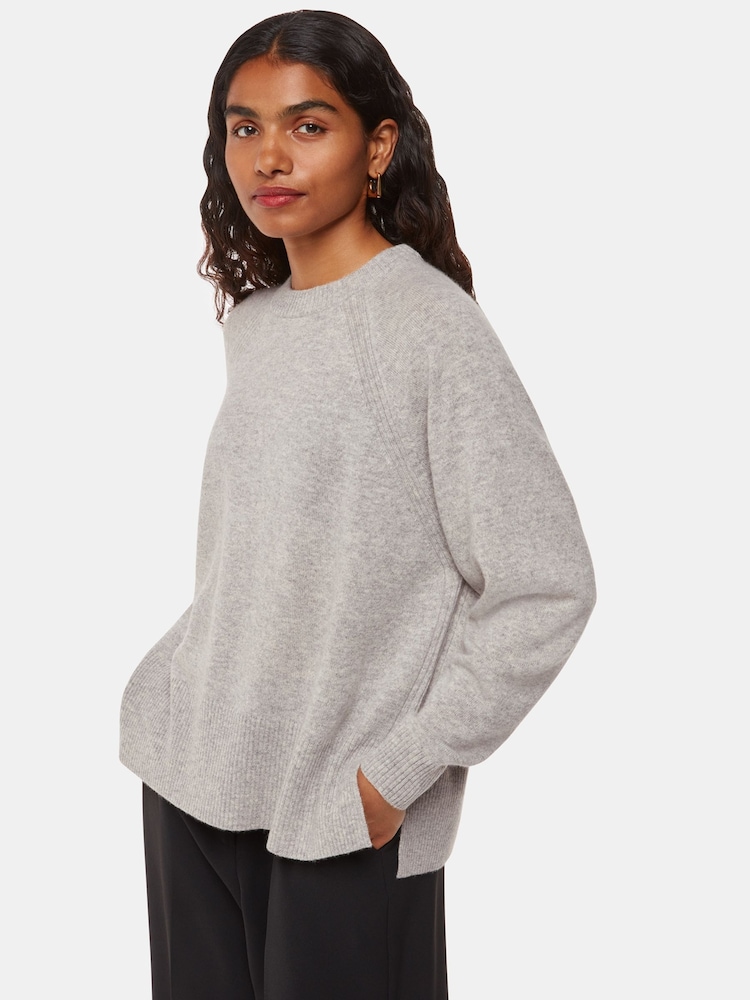 Whistles Grey Petite Ultimate Cashmere Crew Neck Jumper - Image 1 of 5