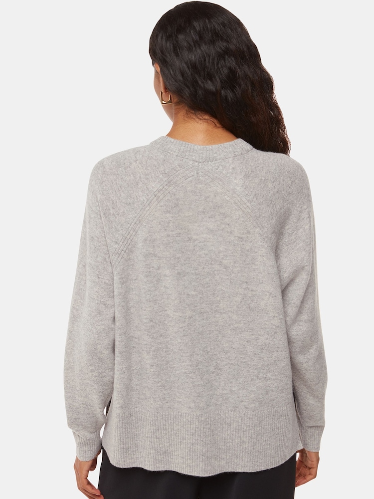 Whistles Grey Petite Ultimate Cashmere Crew Neck Jumper - Image 2 of 5
