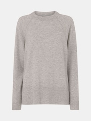 Whistles Grey Petite Ultimate Cashmere Crew Neck Jumper - Image 5 of 5