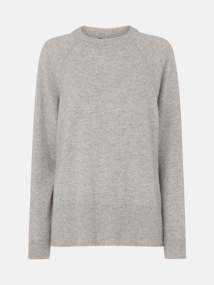 Whistles Grey Petite Ultimate Cashmere Crew Neck Jumper - Image 5 of 5