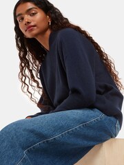 Whistles Blue Petite Cashmere V-Neck Knit Jumper - Image 5 of 5