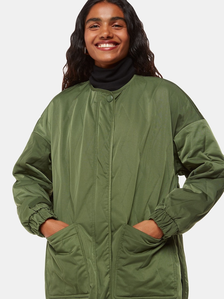 Whistles Green Petite Esther Quilted Coat - Image 1 of 5 Whistles Green Petite Esther Quilted Coat - Image 1 of 5