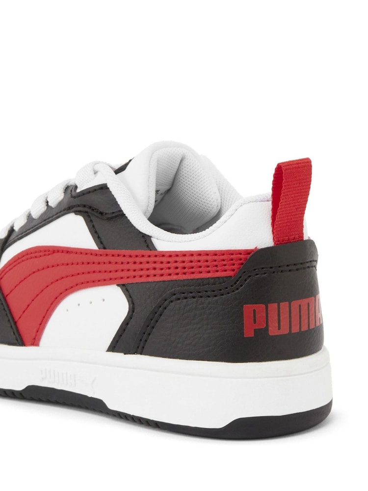 Puma White Black Youth Girls Rebound V6 Lo Sneakers Trainers - Image 6 of 6 Puma White Black Youth Girls Rebound V6 Lo Sneakers Trainers - Image 6 of 6