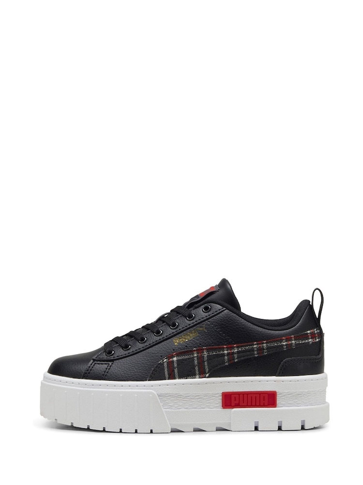 Puma Black Girls Mayze Winter Tartan Sneakers - Image 2 of 6