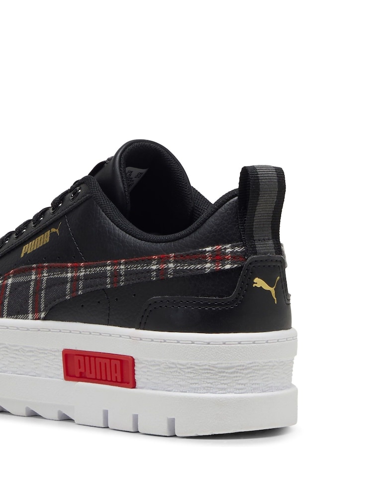 Puma Black Girls Mayze Winter Tartan Sneakers - Image 6 of 6