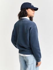 GANT Blue Crew Neck 100% Cotton Jumper - Image 2 of 5