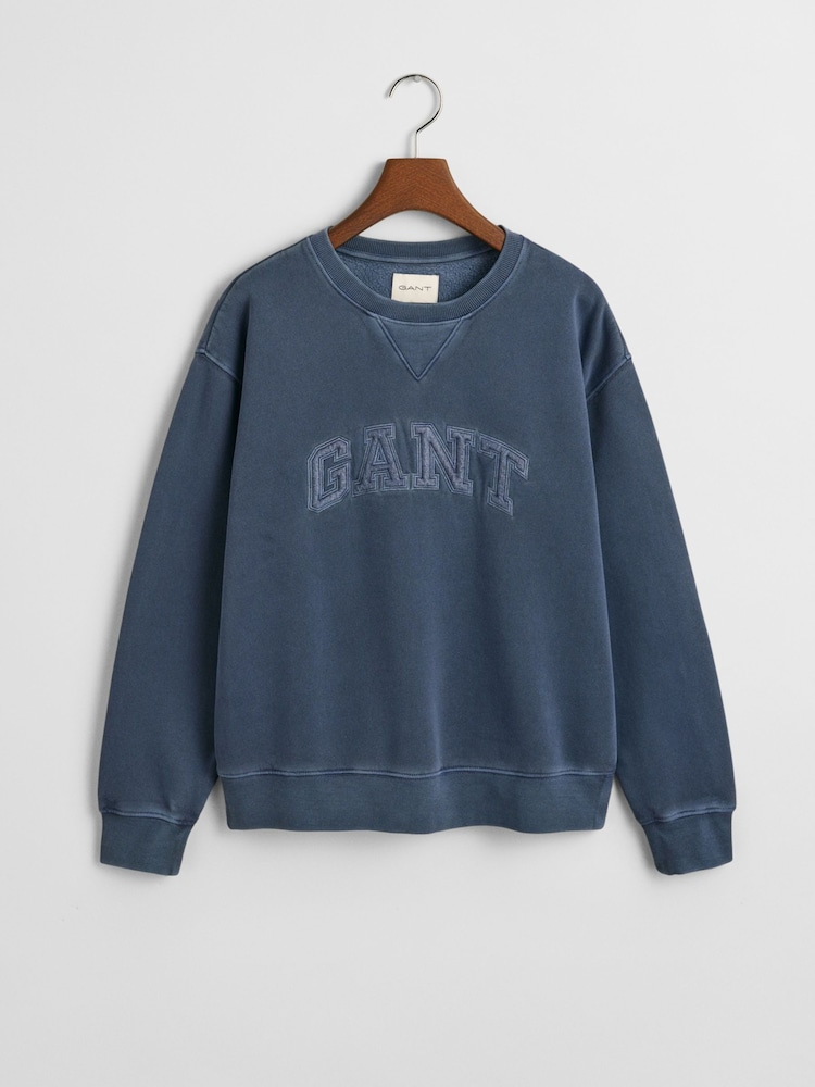 GANT Blue Crew Neck 100% Cotton Jumper - Image 5 of 5