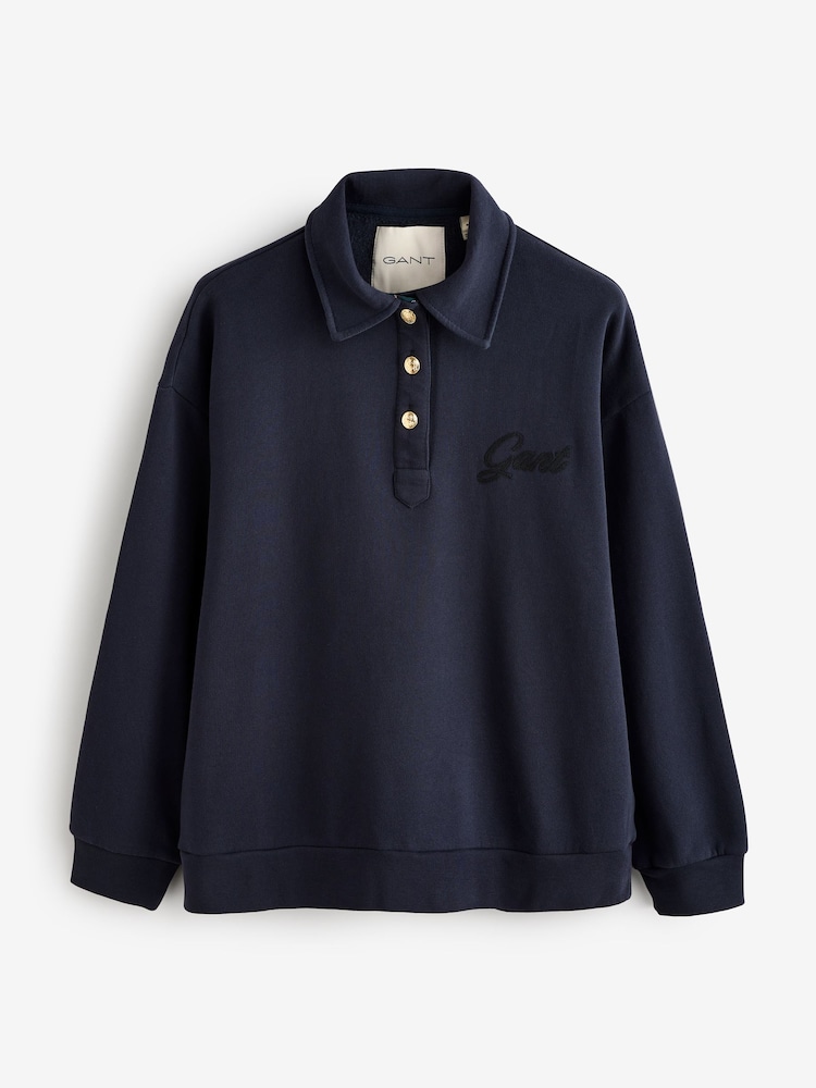 GANT Blue Script Rugby Shirt - Image 5 of 5