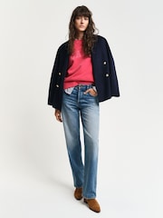 GANT Red Crew Neck 100% Cotton Jumper - Image 4 of 5