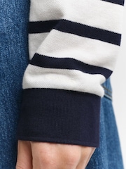 GANT Cream Long Sleeve Breton Stripe 100% Cotton Polo Shirt - Image 5 of 6