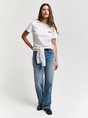 GANT Cream Regular-Fit Short Sleeve 100% Cotton T-Shirt - Image 3 of 5