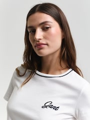 GANT Cream Regular-Fit Short Sleeve 100% Cotton T-Shirt - Image 4 of 5