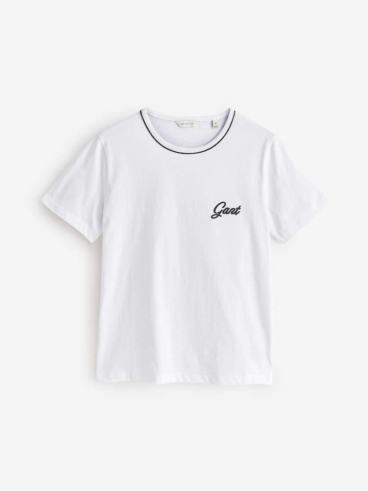 GANT Cream Regular-Fit Short Sleeve 100% Cotton T-Shirt - Image 5 of 5