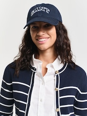 GANT Blue Ribbed Breton Cardigan - Image 4 of 6