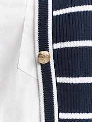 GANT Blue Ribbed Breton Cardigan - Image 6 of 6