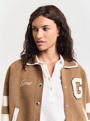 GANT Brown Varsity Knitted Jacket - Image 4 of 5
