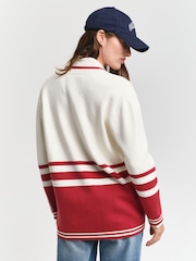 GANT Cream Varsity 100% Cotton Cardigan - Image 2 of 6