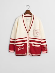 GANT Cream Varsity 100% Cotton Cardigan - Image 6 of 6