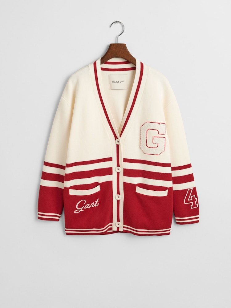 GANT Cream Varsity 100% Cotton Cardigan - Image 6 of 6 GANT Cream Varsity 100% Cotton Cardigan - Image 6 of 6