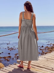 Mono Gingham Strappy Tie Front Midi Dress - Image 3 of 7