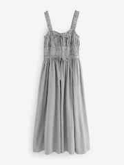 Mono Gingham Strappy Tie Front Midi Dress - Image 5 of 7