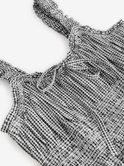 Mono Gingham Strappy Tie Front Midi Dress - Image 6 of 7