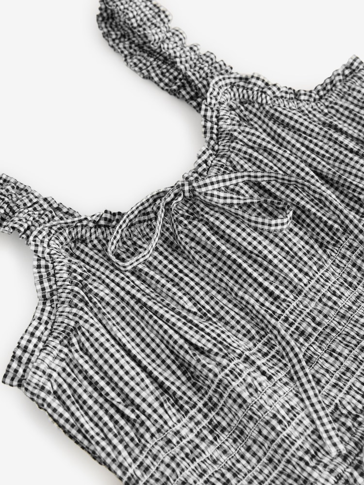 Mono Gingham Strappy Tie Front Midi Dress - Image 6 of 7