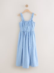 Blue/White Stripe Strappy Tie Front Midi Dress - Image 5 of 6