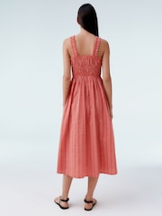 Streifen, Rosa/Weiß - Midi-Kleid mit Trägern und Bindband vorne - Image 3 of 8
