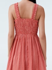 Streifen, Rosa/Weiß - Midi-Kleid mit Trägern und Bindband vorne - Image 5 of 8