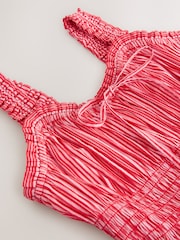 Streifen, Rosa/Weiß - Midi-Kleid mit Trägern und Bindband vorne - Image 7 of 8