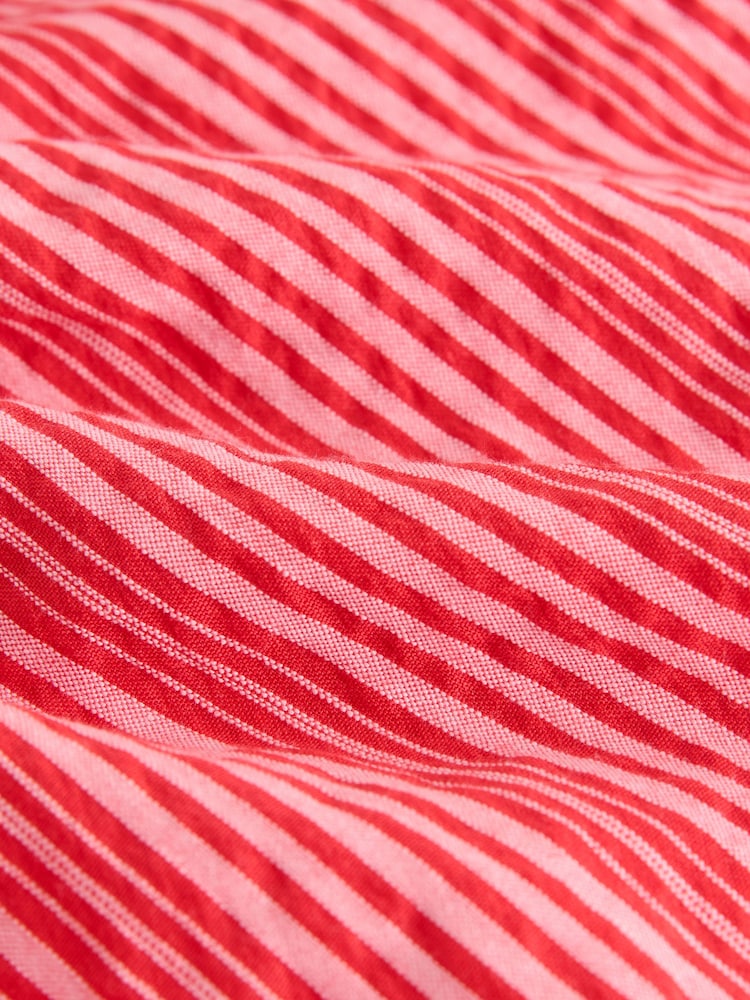 Streifen, Rosa/Weiß - Midi-Kleid mit Trägern und Bindband vorne - Image 8 of 8