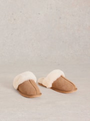 White Stuff Brown Shearling Mule Slippers - Image 2 of 4